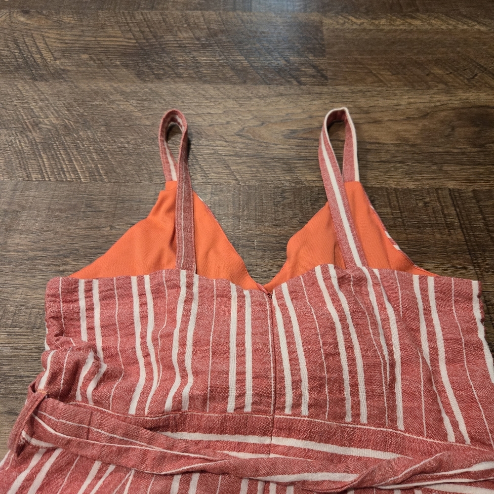 Anthropologie Ett:Twa Robin Striped Wide Leg Jumpsuit Red White Cotton Preppy SP - Picture 11 of 12